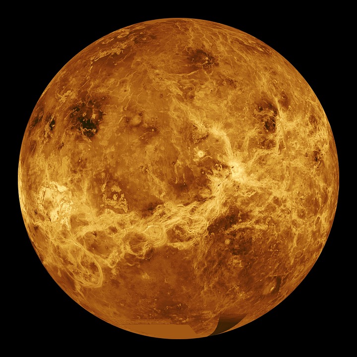 Planet Venus auf schwarzem Hintergrund Astrology